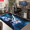 Anime Swordsman Area Rug, Blue Ice Flame Theme Floor Mat, Decorative Carpet for Gaming Room Bedroom, Washable Home Decor Gift