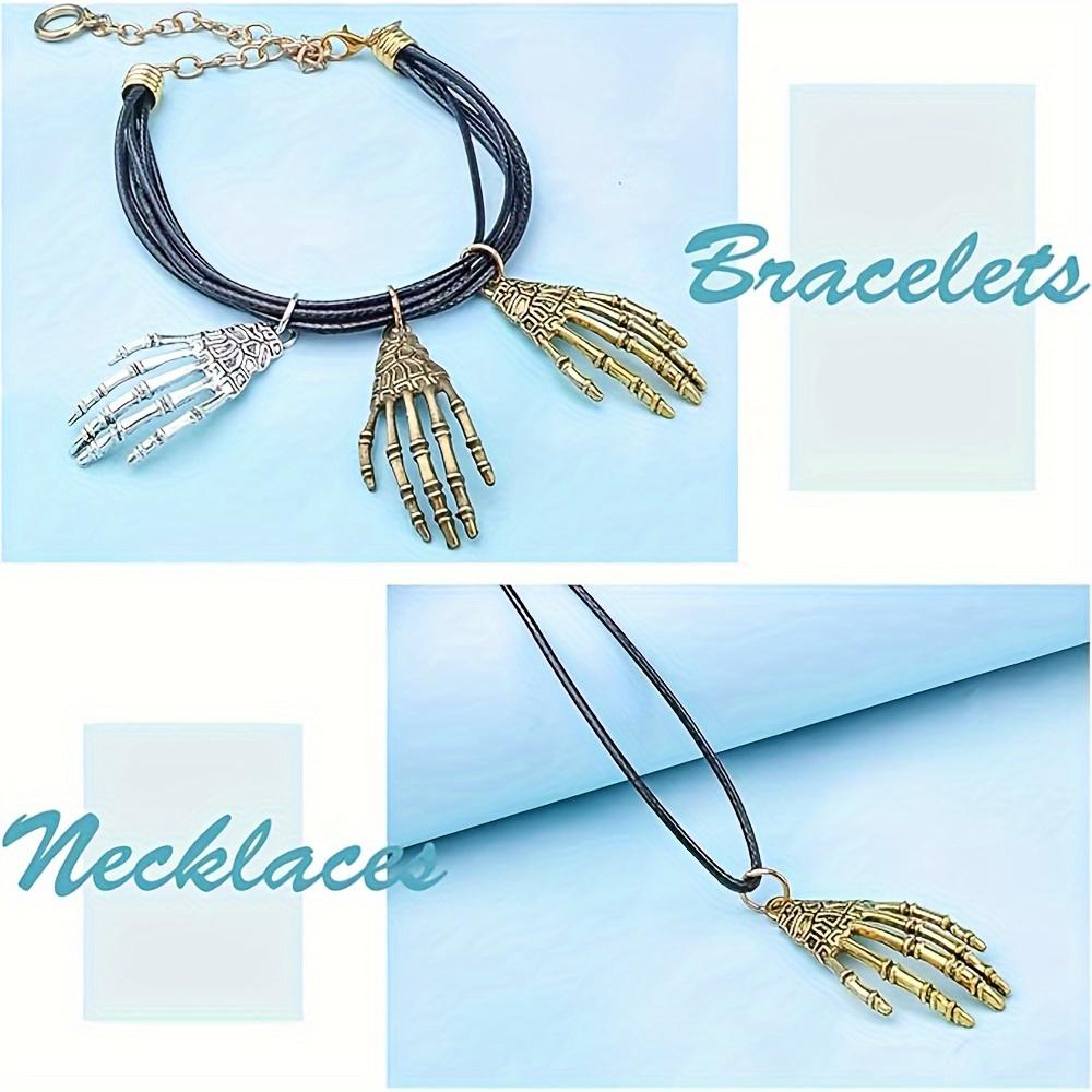 5/15pcs Random Mixed Color Rock Style Skeleton Hand Shape Creative Fashion Gothic DIY Bracelet Necklace Earrings Keychain Anklet Accessories