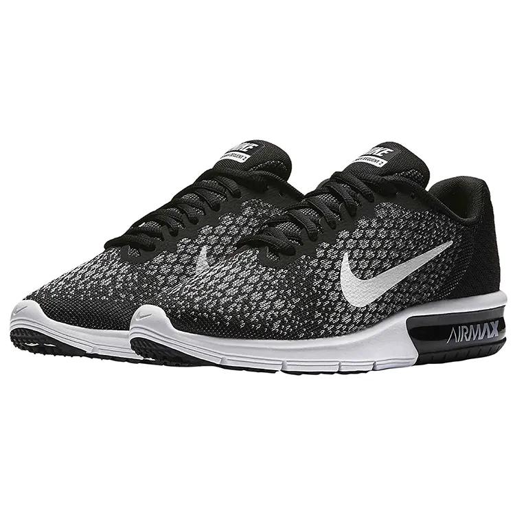 Nike Womens Air Max Sequent 2 'Black White' (women's sizes) Black / White / Dark Grey Running Shoes 852465 002