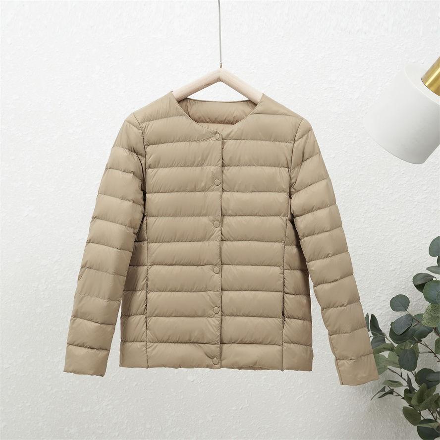 Lightweight and Warm White Duck Down Coat for Women, Simple and Stylish Outerwear