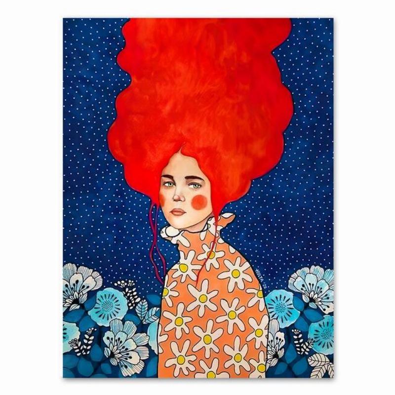 

Абстрактные волосы девушки цветы птицы настенная живопись на холсте постеры на скандинавскую тематику и принты винтажные настенные панели для декора гостиной без рам 21*30cm No Frame