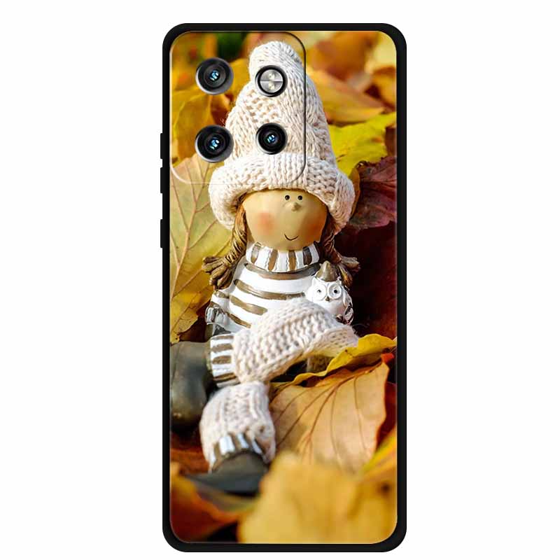 Christmas Cover For Motorola Moto G75 5G Black Silicone Cases TPU Santa Claus Christmas Tree Cover Deer For Moto G75 5G TPU case