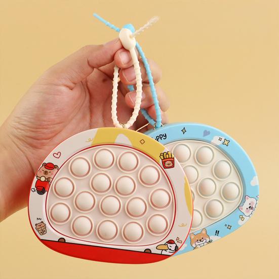 Push Bubble Game Console Keychain Pendant Stress Relief Mini Bubble Popping Game Machine Portable Bubble Squeeze Sensory Fidget Toy
