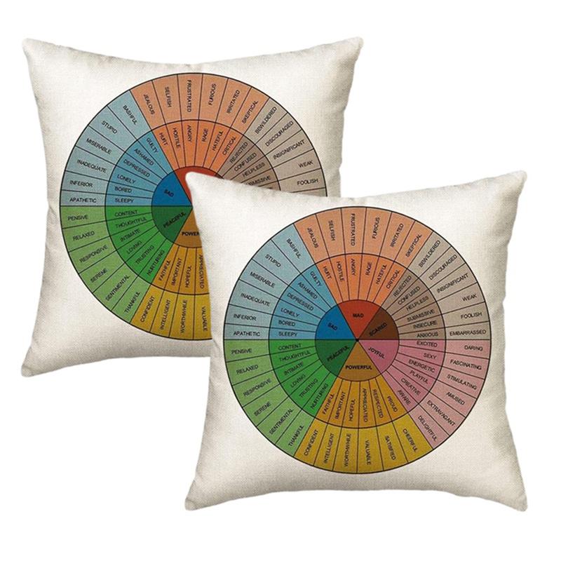 

2 шт. 45*45 см. Наволочки для подушек с рисунком «Колесо чувств», чехлы для подушек на диван