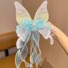 New Cute Big Bow Princess Style Girl Woven Hair Strap Hair Clip and Long Tail Metal Spring Buckle Hair Clip