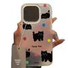 Frosted Polka Dot Cat Case for Apple 13/14/15/16/17 Pro Max - Transparent, Large-Hole Design
