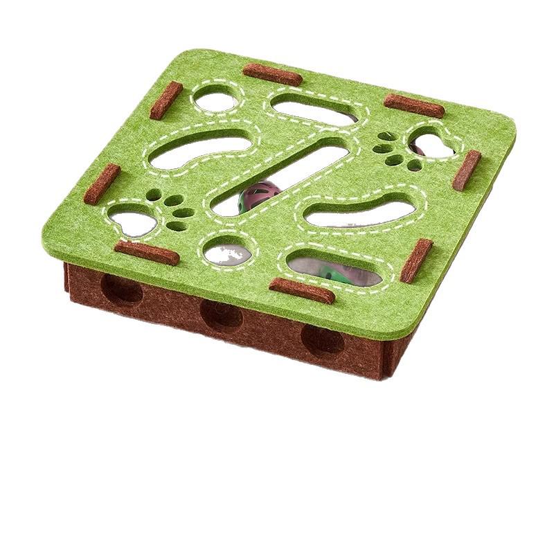 Interactive Felt Box Cat Toy with Teasing Bell Ball – Self-Play & Puzzle Maze for Boredom Relief