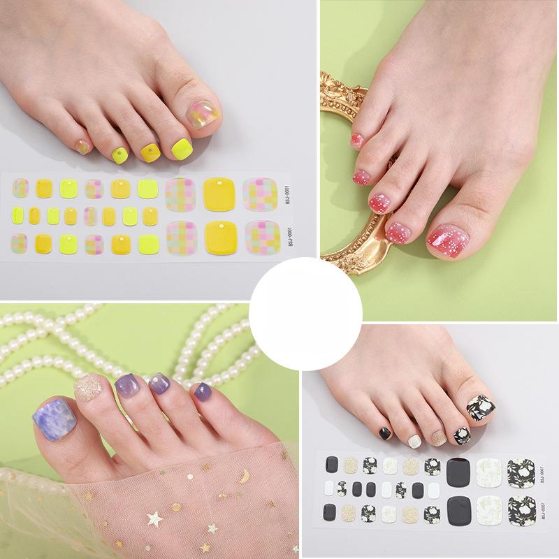 Gel Toenail Stickers Gel Manicure Stickers 3D Phototherapy Nails Semi-cured Toenail Stickers