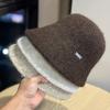 New Alpaca Knitted Fisherman Hat for Women High End Plain Face Covering Bucket Hat Autumn and Winter Face Showing Small Warm Basin Hat