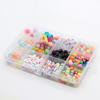 24-Compartment Boxed Glass Beads Set, Solid Color Loose Beads for DIY Jewelry Accessories
