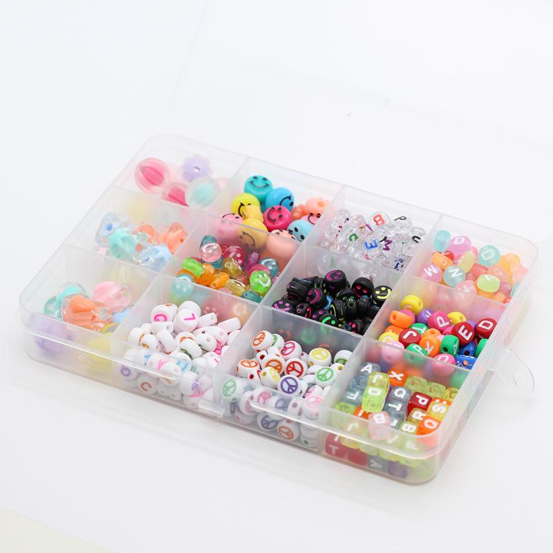 24-Compartment Boxed Glass Beads Set, Solid Color Loose Beads for DIY Jewelry Accessories