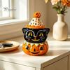 Wasserdichte Schreibtischstatue Halloween Schwarze Katze Kürbis Figur, Süß Gruselig für Innen Kamin Deko Harz für Zuhause Party Regal Kamin Tischplatte