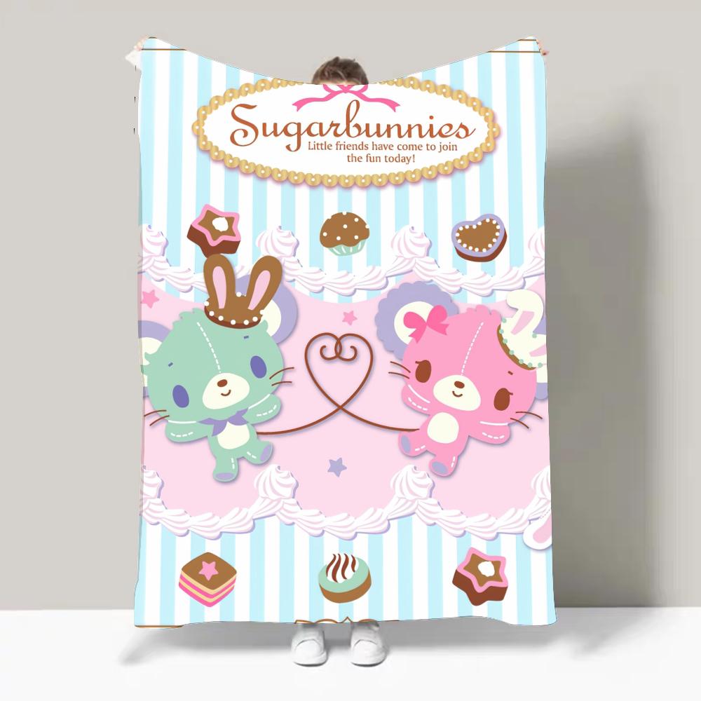 Cartoon S-Sugarbunnies Cute Rabbit Blanket Design Lightweight For Dorms, Naps, Living Room, Office,Sofa,All-Season