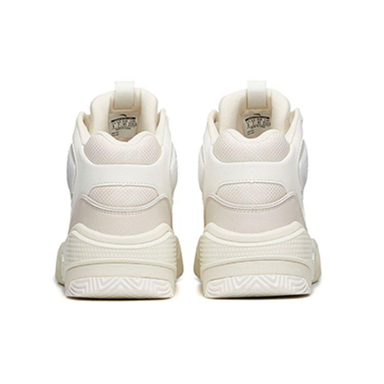 Anta Lifestyle Series Flame Fashion Comfortable Casual High-Top Skate Shoes Men Sneakers White Gray 112238090R-1