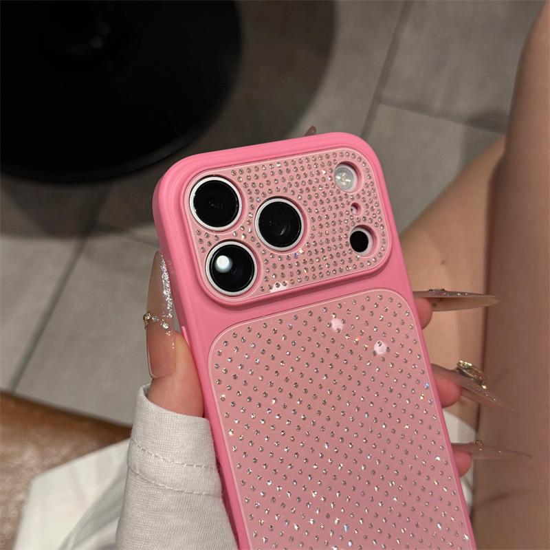 Luxus-Strassstein-Hülle für iPhone 14/15/16/17 Pro mit großem Sichtfenster-Design