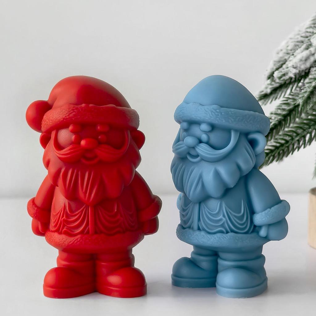 Christmas Candle Mold DIY Santa Claus Plaster Resin Silicone Mould Bearded Old Man Christmas Candle Making Supplies