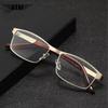 Square Reading Glasses Men Anti Blue Light Prescription Glasses Rectangle Metal Full Frame Presbyopic Eyeglasses +1.0 To +4.0