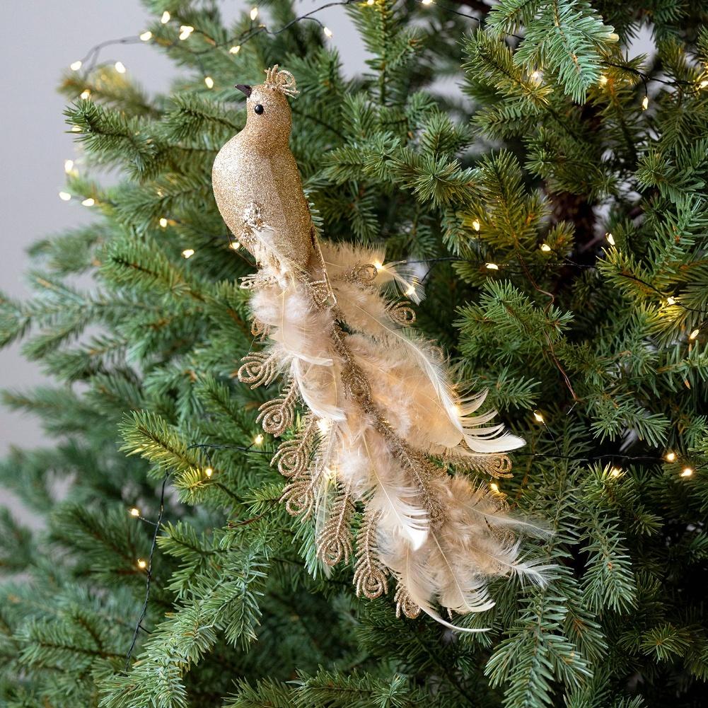 Christmas Tree Decoration Feather Bird Decor Vibrant Holiday Decor Bright Colors