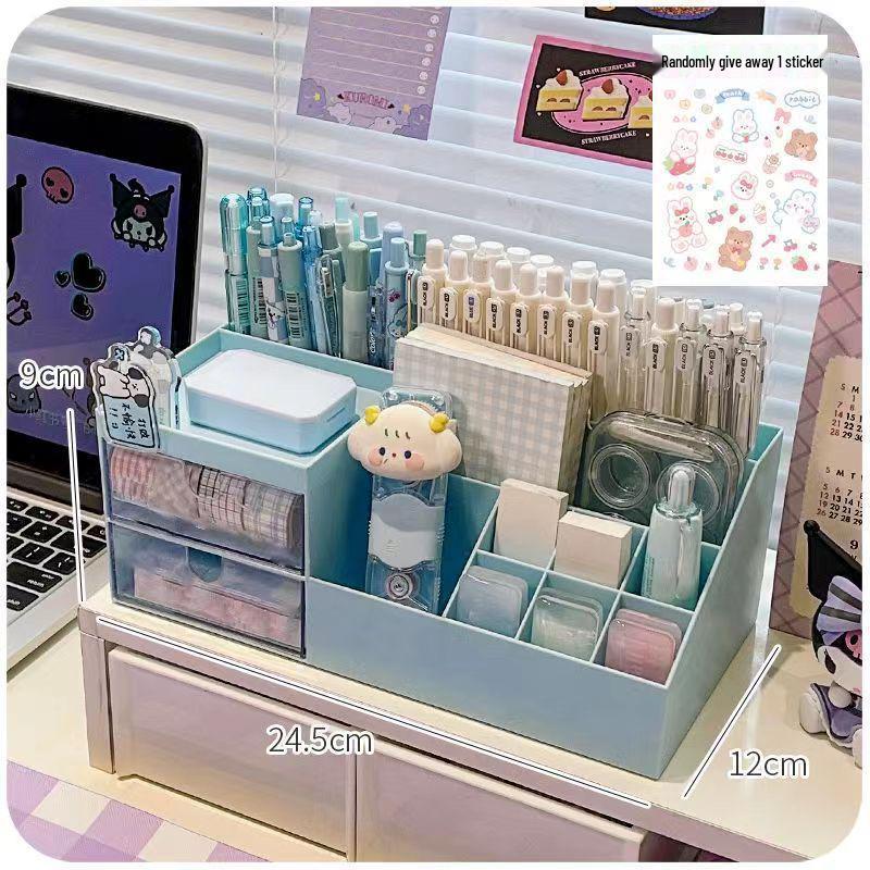 Student Minimalistischer Schreibtisch-Organizer: Kosmetik- und Schreibwaren-Aufbewahrungsbox mit hoher Kapazität und kreativem Stifthalter
