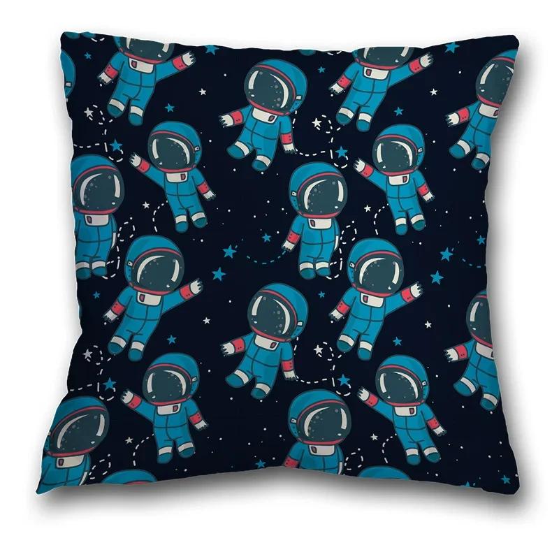 45x45cm Creative Spaceman Astronaut Ocean Blue Square Pillow Cover Living Room Sofa Office Seat Cushion  Home Decoration
