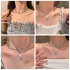 Temperament Butterfly Zircon Necklace Crystal Forest Necklace New Double-layer Necklaces  Girl