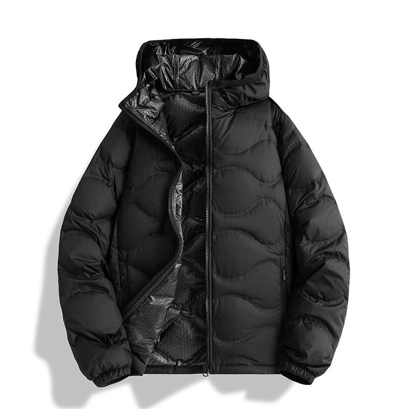 

Пуховик мужской модный с капюшоном для улицы, снежный, ветрозащитный, теплое пальто премиум класса для путешествий, удобный зимний ветрозащитник XS чёрный