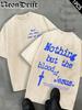 Y2kvintage Shirts Unisex Style Nothing But The Blood Of Jesus Print Washed Thickened Cotton Tshirt  Creative Design Unisex Ca