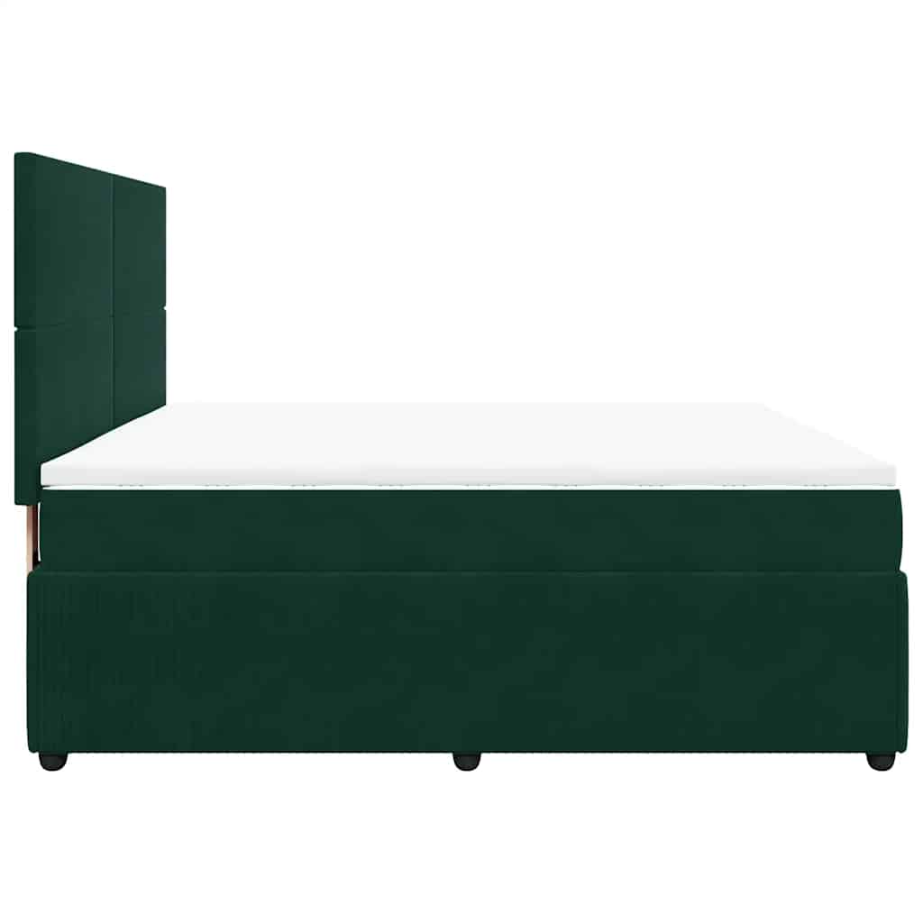 Box Spring Bed with Mattress Dark Green 180x200 Cm Velvet