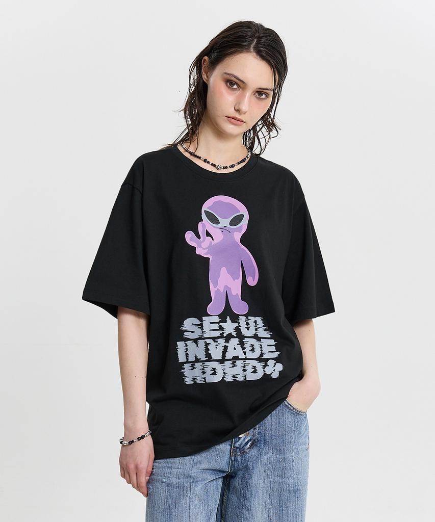 HOODHOOD Alien Invasion Short Sleeve T-Shirt Black