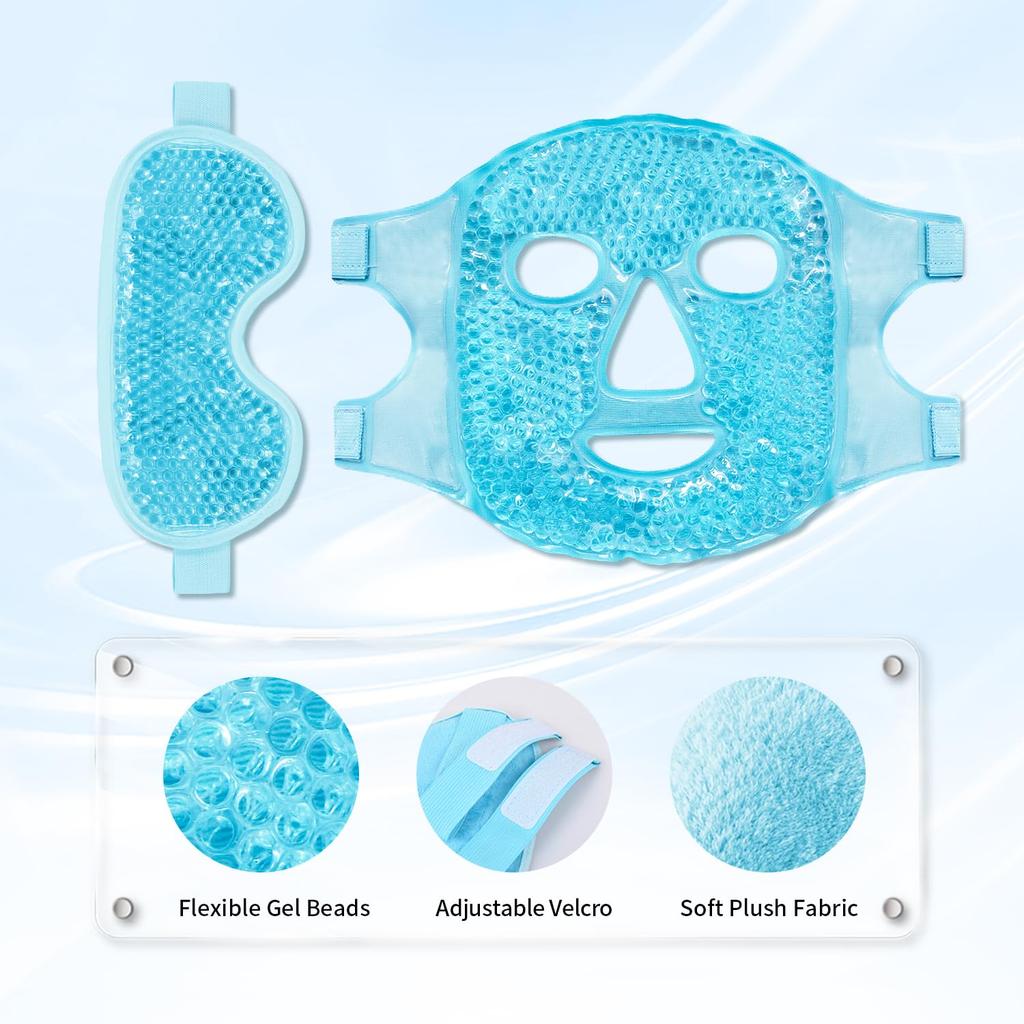 Face Ice Pack & Gel Eye Mask Gel Cooling Hot Cold Compress Pack Reusable with Soft Lining Sleeping Face SPA Beauty Tools