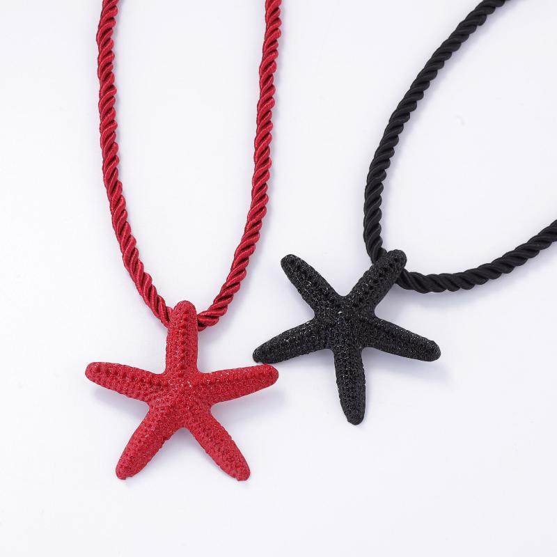 Punk Boho Metal Big Starfish Pendant Rope Chain Summer Necklace For Women Y2K Jewelry Gift