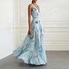 Elegant Floral Print Maxi Dress With Deep V-Neck High Waist Flowy A-Line Skirt Women 2026