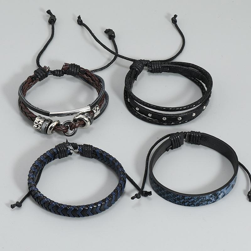 Handmade Leather Bracelet 4-piece Set Combination Bracelet Hand Rope