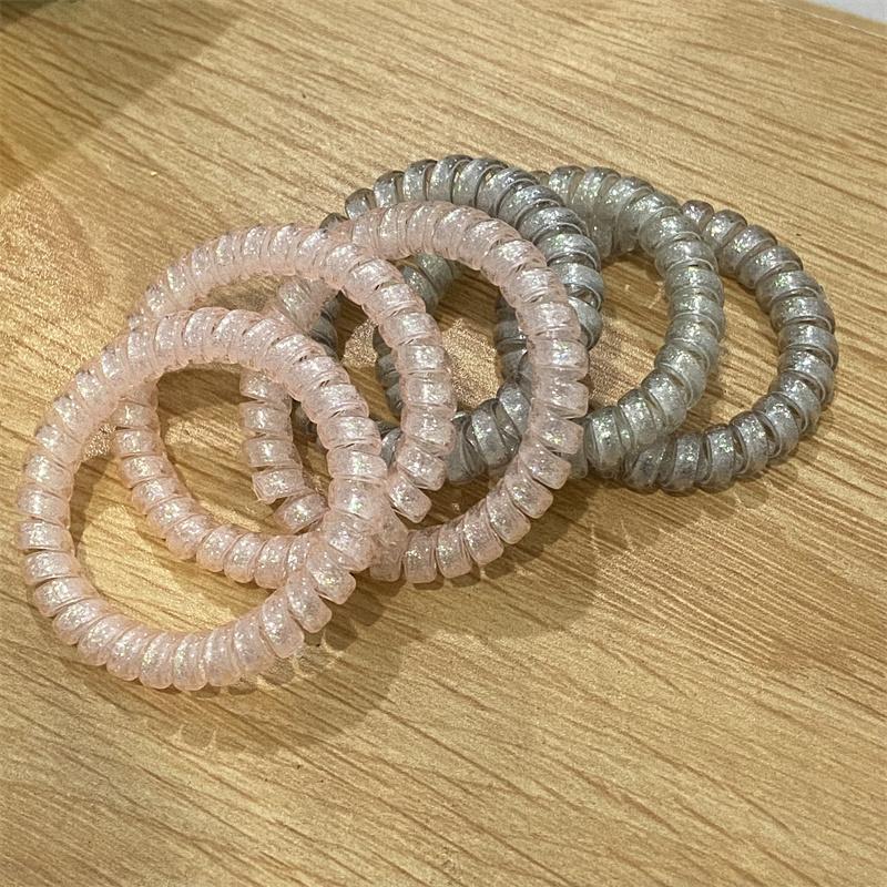 6pcs/set Spiral Hair Ties Glitter Pink Blue Color Telephone Cord Scrunchies Elastic Hair Band Women Hair Accessories