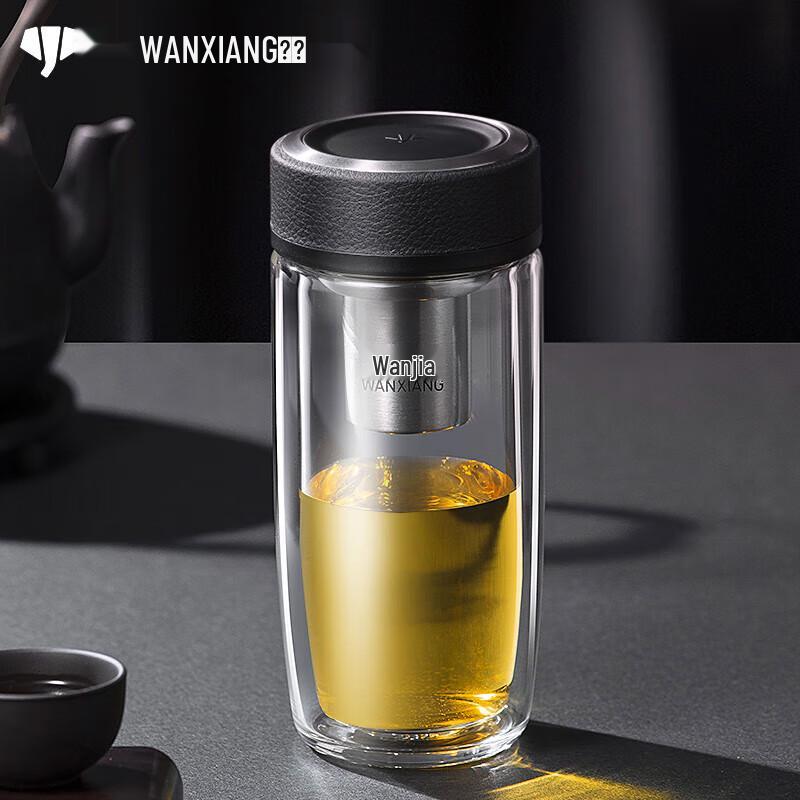 WANXIANG Double-Layer Insulated Glass Tea Cup with Filter