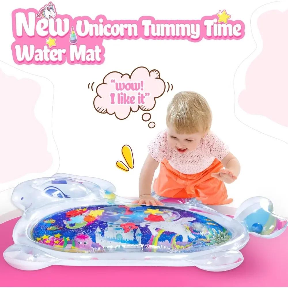 Unicorn Tummy Time Water Mats for Baby Inflatable Water Play Mats Development Indoor Toys for Infants Newborn Toddlers