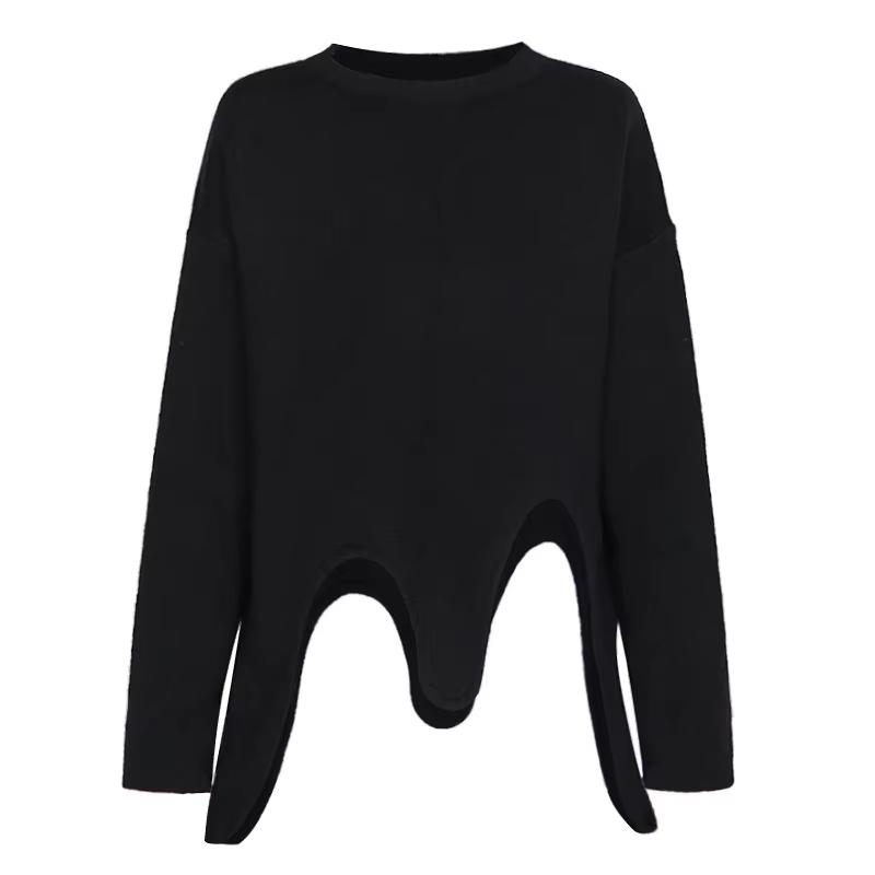 

Xitao Женский свитер с круглым вырезом нерегулярной складки GMM1287 One Size чёрный