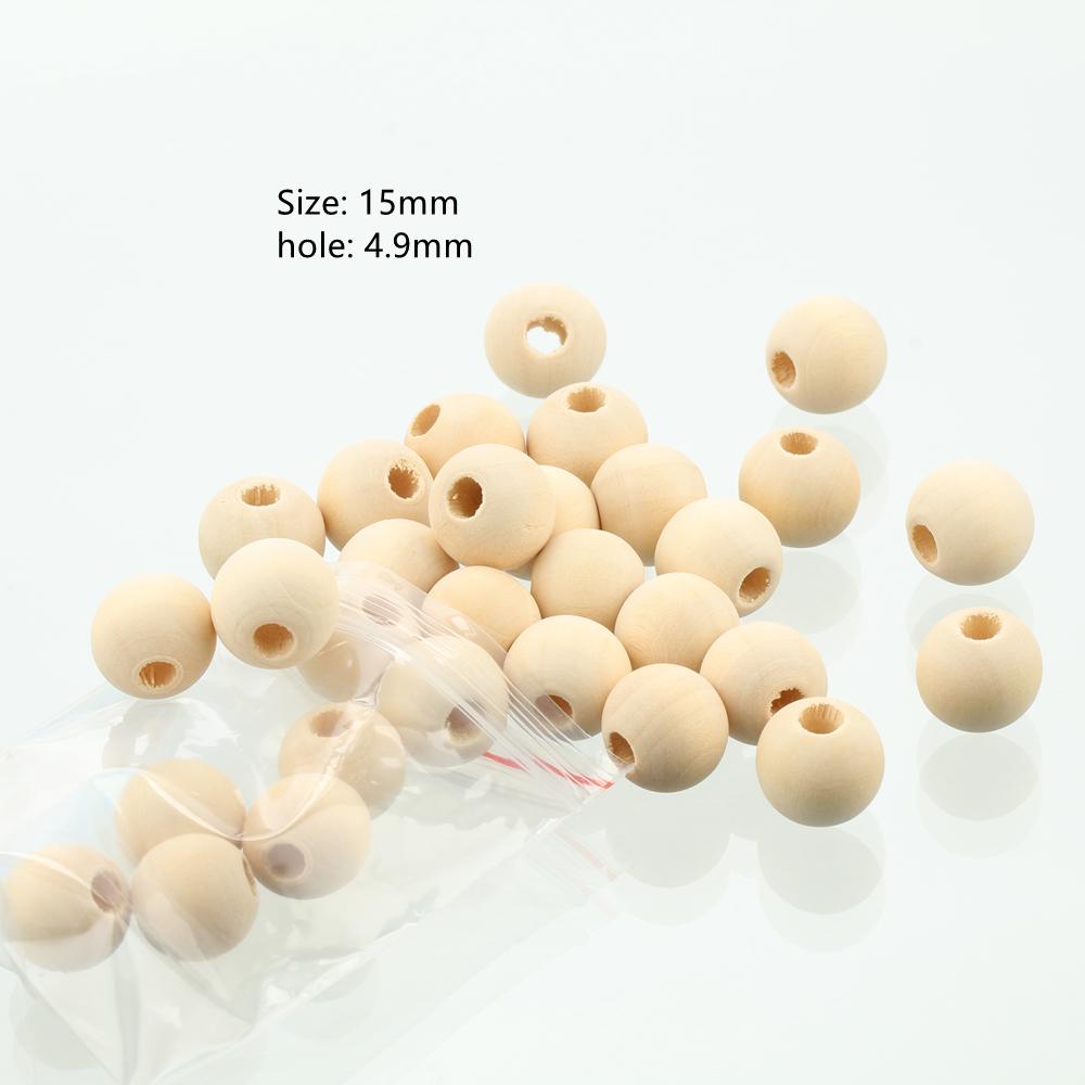 8mm 10mm 12mm 15mm 20mm-50mm Round Natural Wood Loose Big Hole Eco-friendly Beads for DIY Crafts Woodcraft Jewelry Bracelet Making Accessories