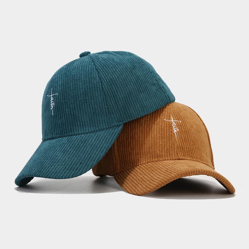 European and American fashion personalized small letter embroidered corduroy baseball cap spring and autumn new simple trend versatile cap