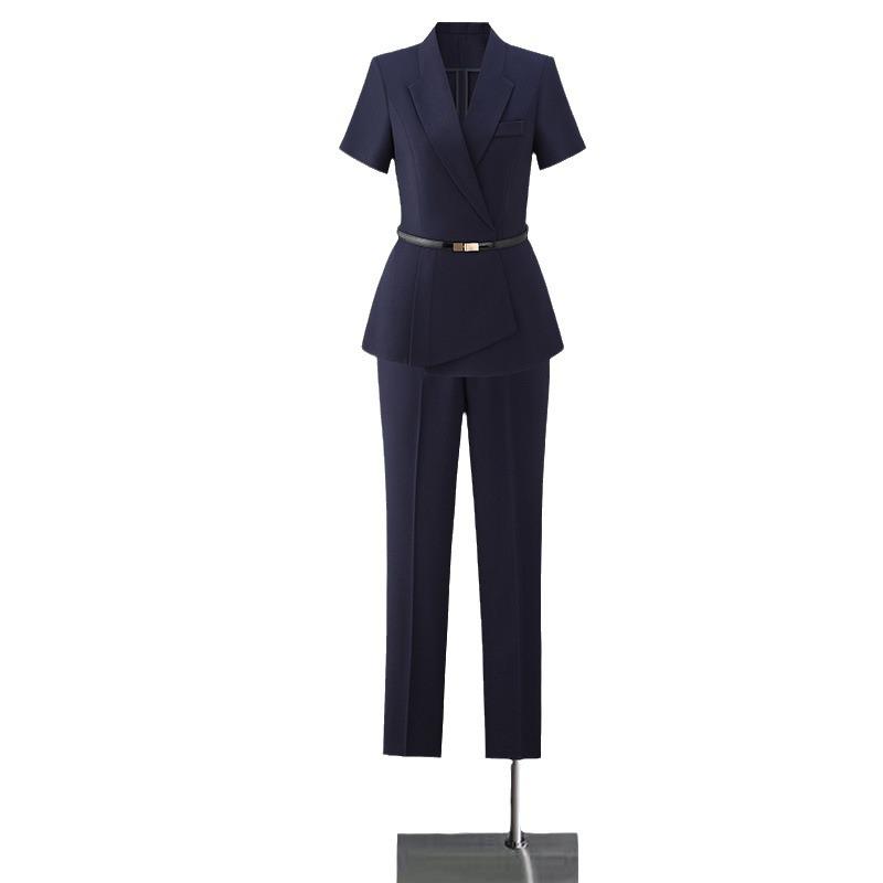 Women's High-End British Style Summer Suit Set - Professional Workwear for Sales Managers