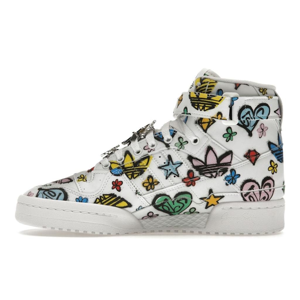 Jeremy Scott x adidas Forum 84 High Monogram Unisex Sneaker Weiß Wolkenweiß Core-Schwarz HQ1128