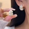 Elegant Temperament Shell Flower Earrings Korean Imitation Pearl Flower Circle Earrings For Women Sweet Unique Jewelry Gifts