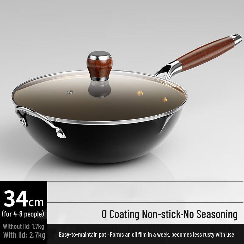 Mr. Jian Pre-Seasoned Flat Bottom Wrought Iron Wok