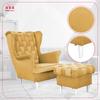 Carol Wing Chair with Footrest Scandinavian Family Meble Yellow Honey