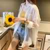 Polo Collar Thin Chiffon Shirt Single Breasted Cardigan Women's Loose Sun Protection Clothing Solid Color Simple Casual Summer