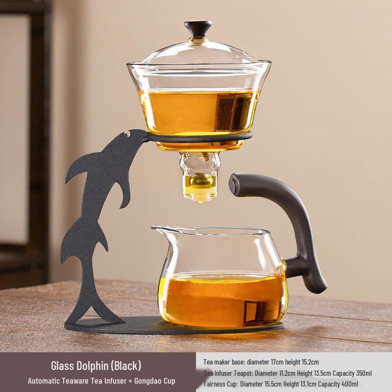 Heat-Resistant Glass Kung Fu Tea Set with Teacup, Teapot & Gaiwan - Automatic Household Set