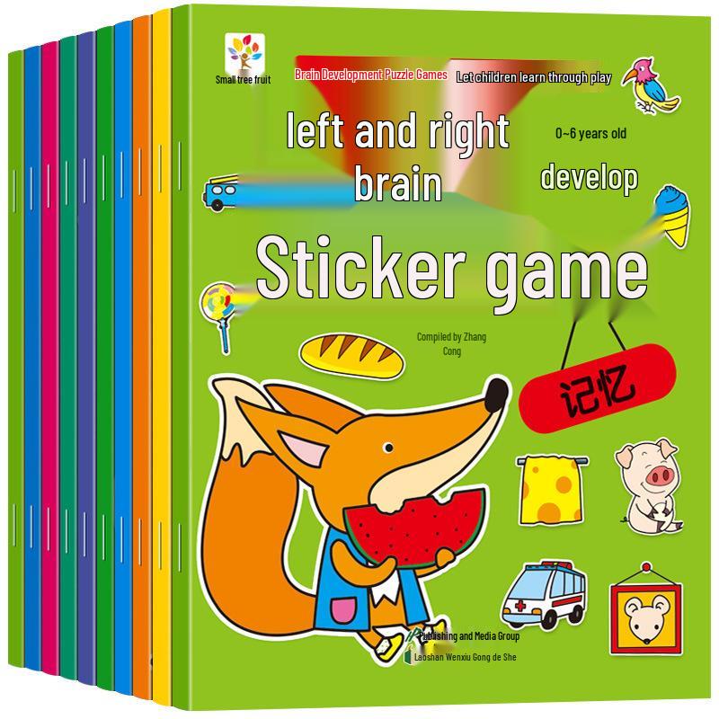 Interactive Sticker Book Set: 10 Volumes for Ages 0-6, Boosts Left and Right Brain Development with Engaging Visual Challenges