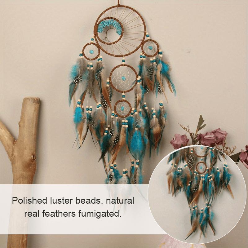1pc 6 rings Tree of Life Dreamcatcher, Hand-woven Multi-ring Feather Wind Chimes Home Ornaments, Hanging Pendants, Wall Art,