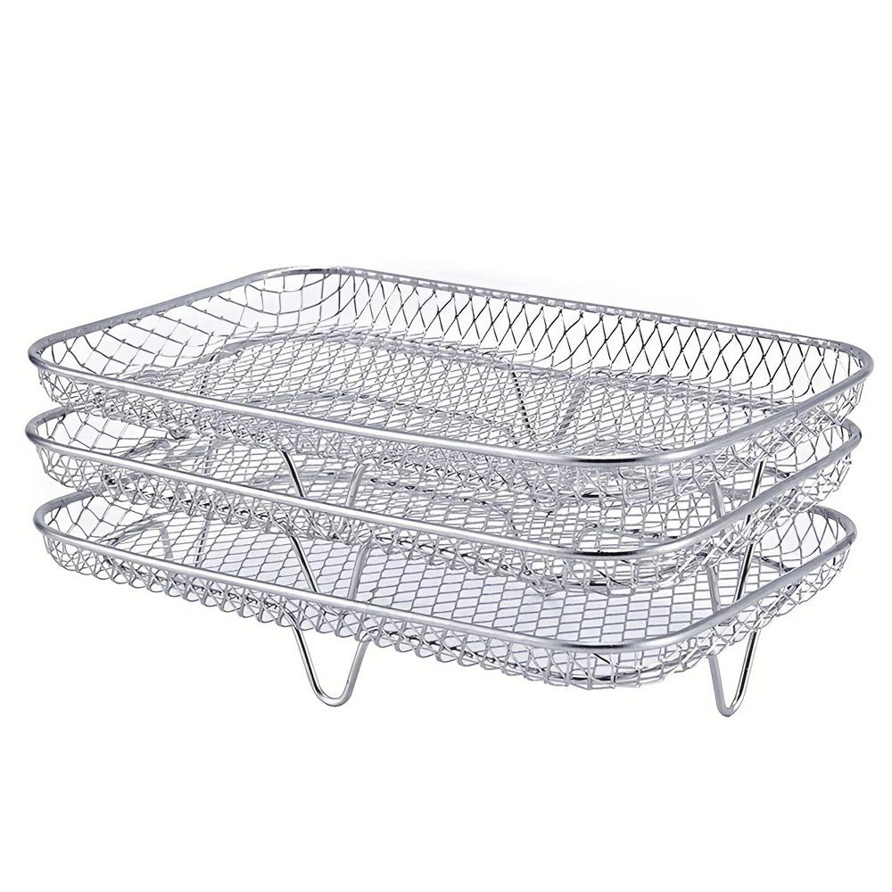 

Three-Layer Stainless Steel Multi-Functional Air Fryer Rack & Basket Tray