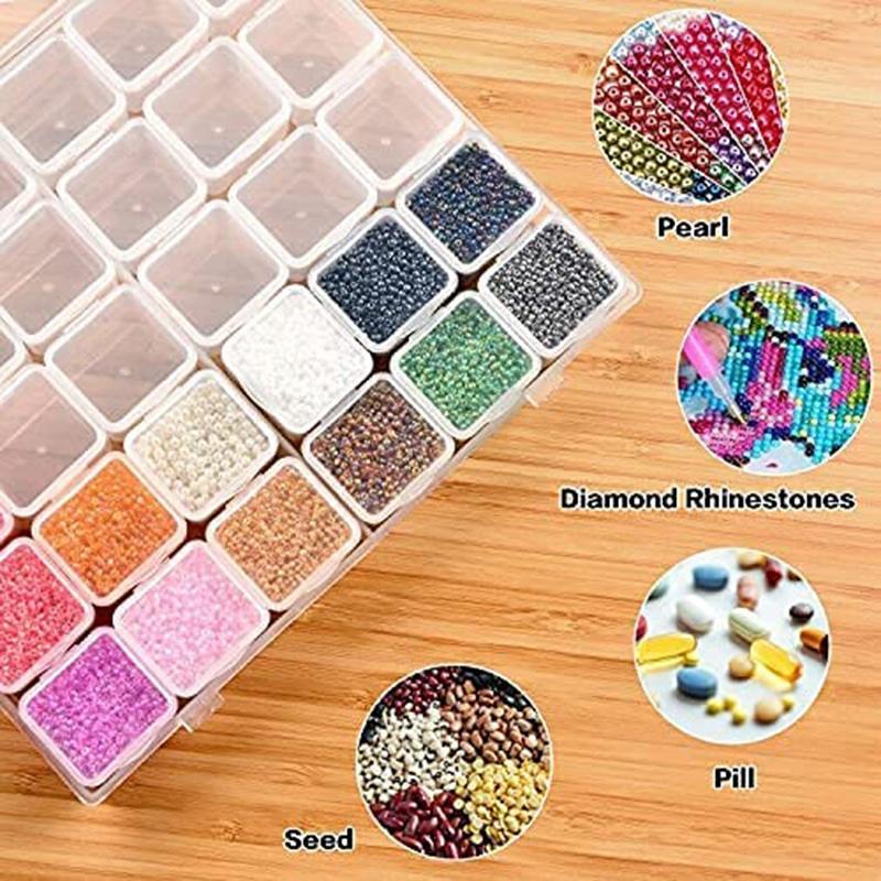 T02C!30 Grids Large Diamond Painting Storage, Tools Containers Plastic Bead Organizer Diamond Embroidery Accessories,Box Only